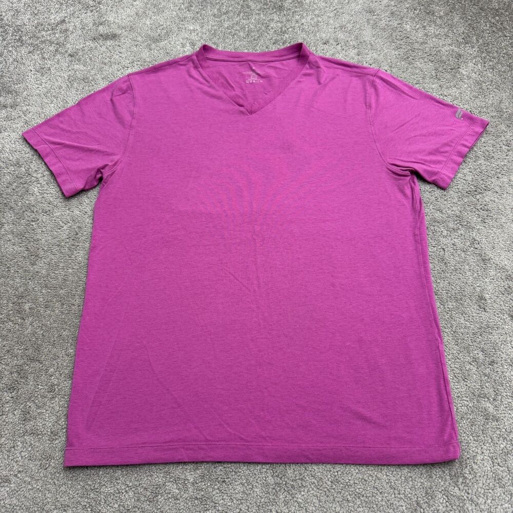 Fabletics Soft Stretch V-Neck T-Shirt Mens large Purple Tee Cotton Modal Blend